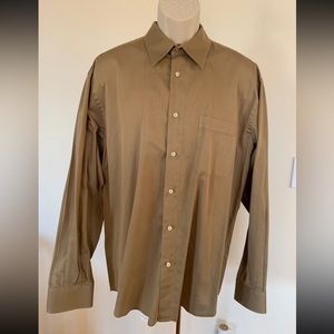 GIORGIO REDAELLI Mens Dressy Shirt Tan Button Down Long Sleeve Size 44/ 17.5
